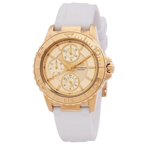 NWT Authentic Technomarine Sea Quartz Gold Dial Women's Watch - Picture 1 of 3